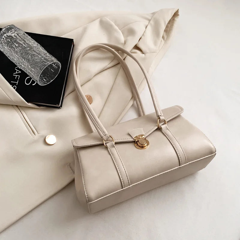 Retro PU Leather Shoulder Bag – Women's Vintage Underarm Tote