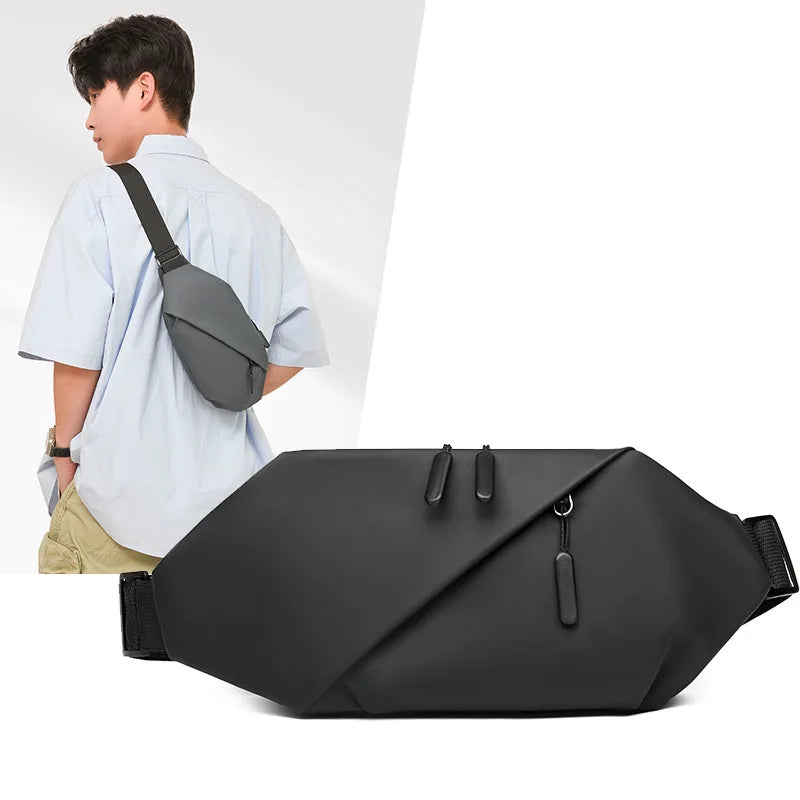 Men's Minimalist PU Waist Bag – Outdoor Sports & Crossbody Pack
