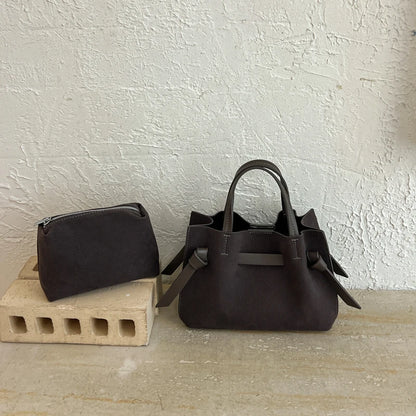 Moods Pleated Design Drawstring Bucket Cross Body Bags Women Pu Suede Shoulder Hobo Bag Small Size