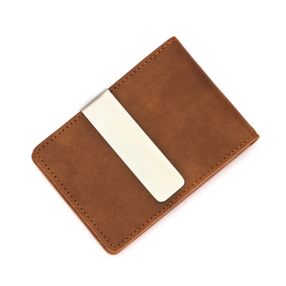 Leather Money Clip Wallet – Slim Card Holder for Men & Women