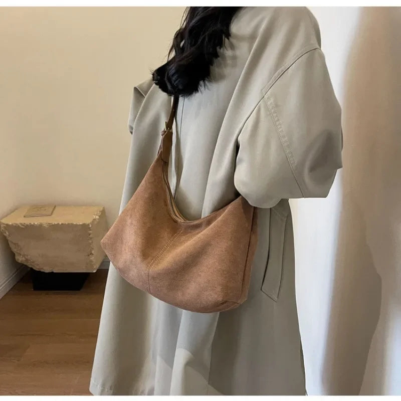 Suede Shoulder Bag for Women – Luxury Velvet Crossbody Clutch Purse