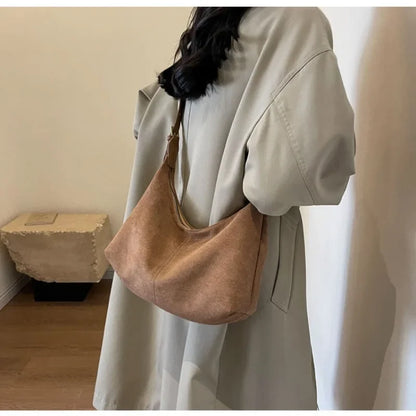 Suede Shoulder Bag for Women – Luxury Velvet Crossbody Clutch Purse