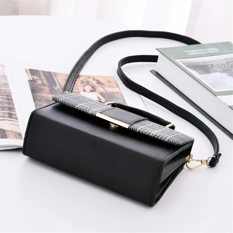 Retro Flap Crossbody Bag for Women – PU Leather Houndstooth Handbag