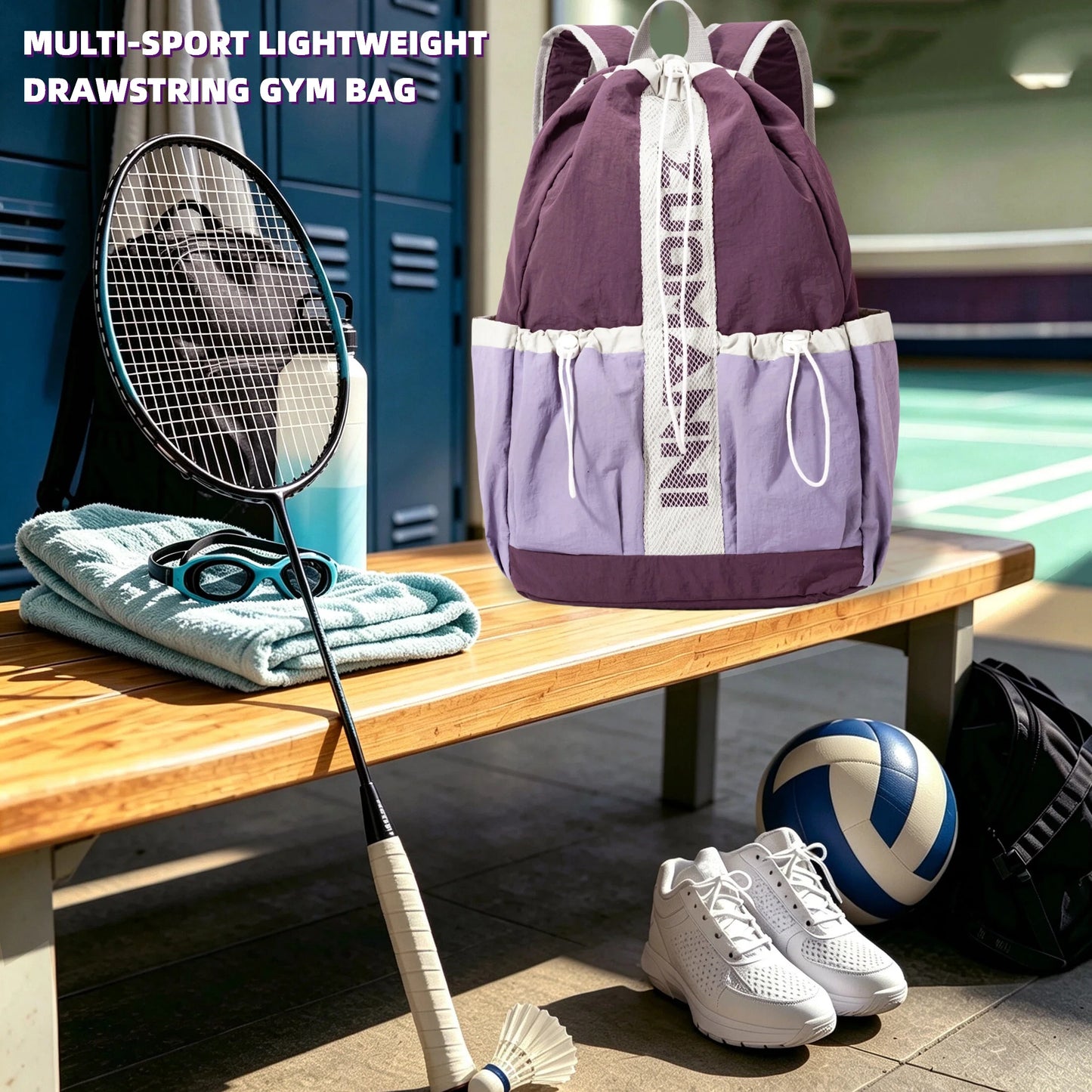 Drawstring Sports Backpack – Multi-Compartment Gym & Outdoor Bag