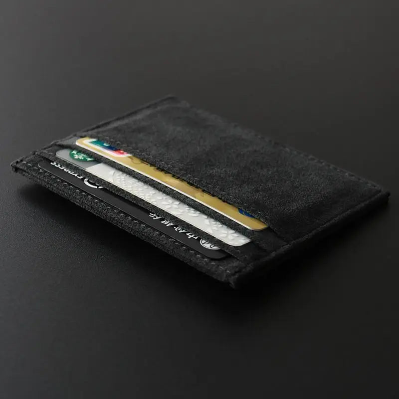 Slim Suede Leather Card Holder Wallet for Men