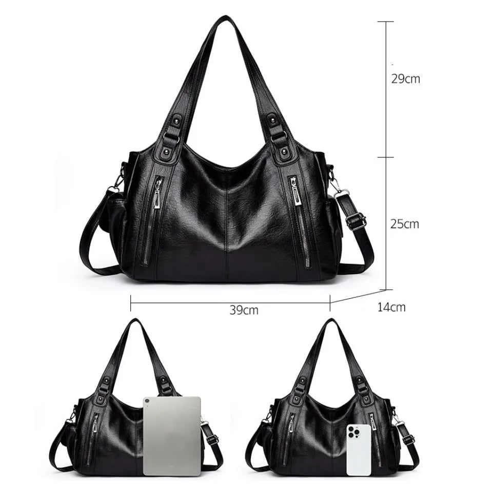 Large Capacity Leather Tote Crossbody Bag for Women