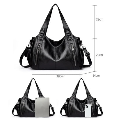 Large Capacity Leather Tote Crossbody Bag for Women
