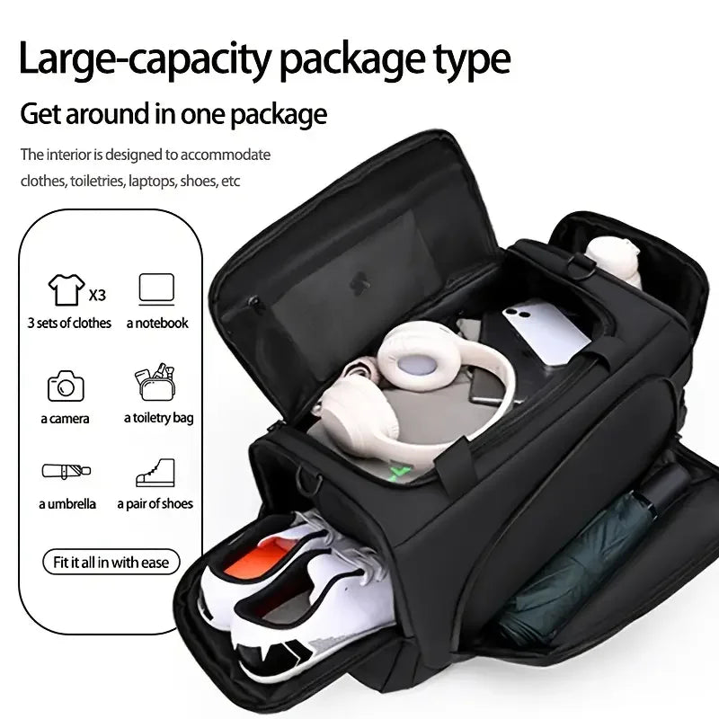 Men's Travel Duffel Bag with Independent Shoe Compartment
