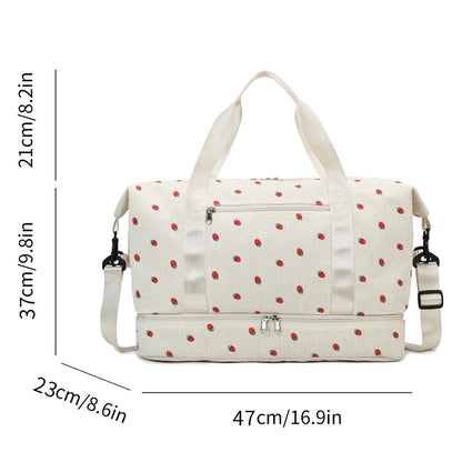 Corduroy Duffle Bag for Women – Large Capacity with Shoe Compartment