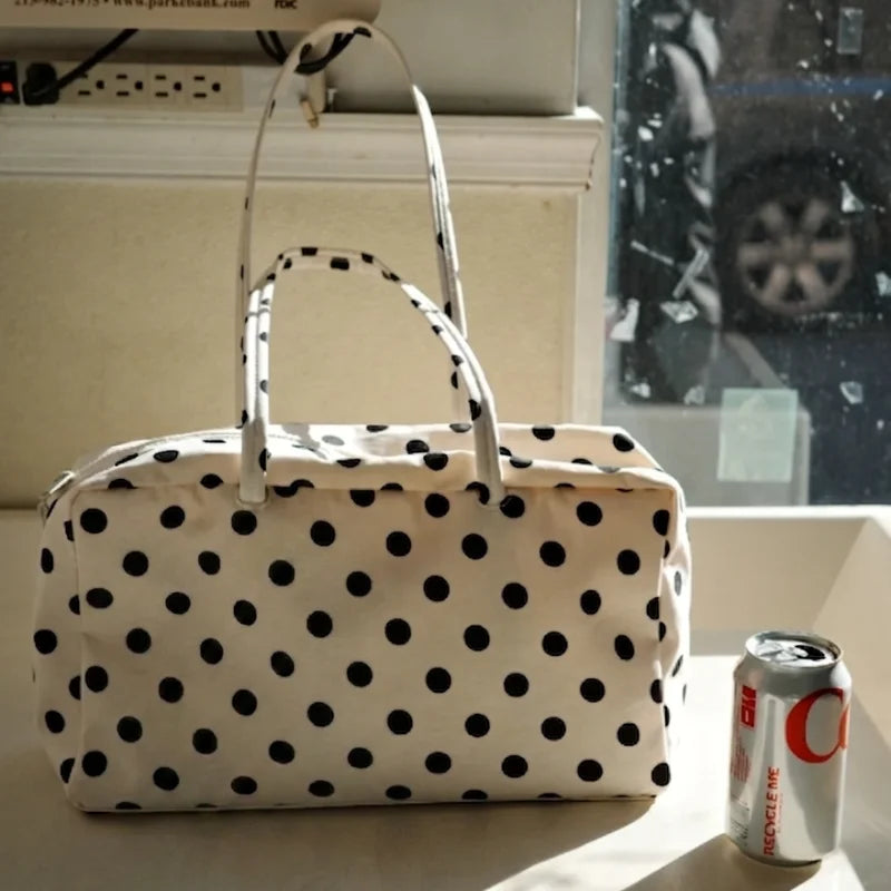 Plaid Nylon Tote Bag – Large Capacity Shoulder Handbag