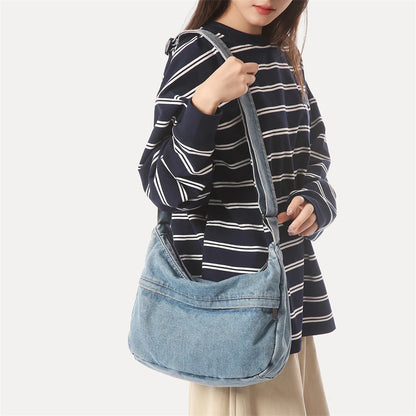 Denim Crossbody Bag – Large Capacity Casual Shoulder Bag for Women