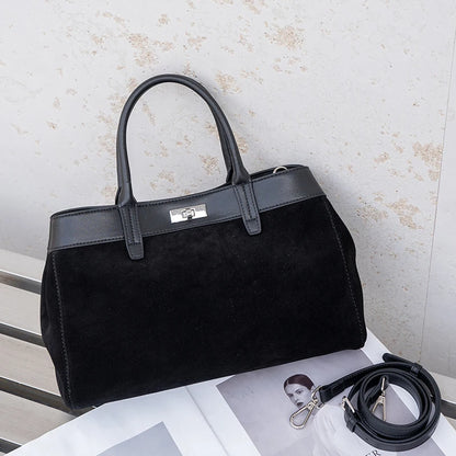 Women's Suede Leather Shoulder Bag – Soft Cowhide Handbag