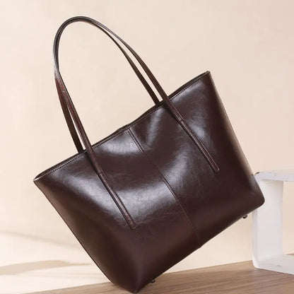 Large Capacity Vintage Leather Tote Bag for Women