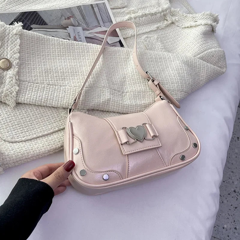 PU Leather Bow Shoulder Bag – Trendy Underarm Handbag for Women