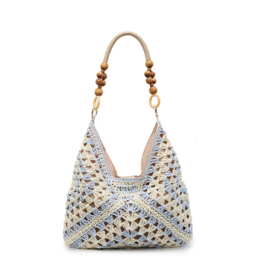 Bohemian Straw Woven Tote Bag – Large Capacity Beach Shoulder Bag