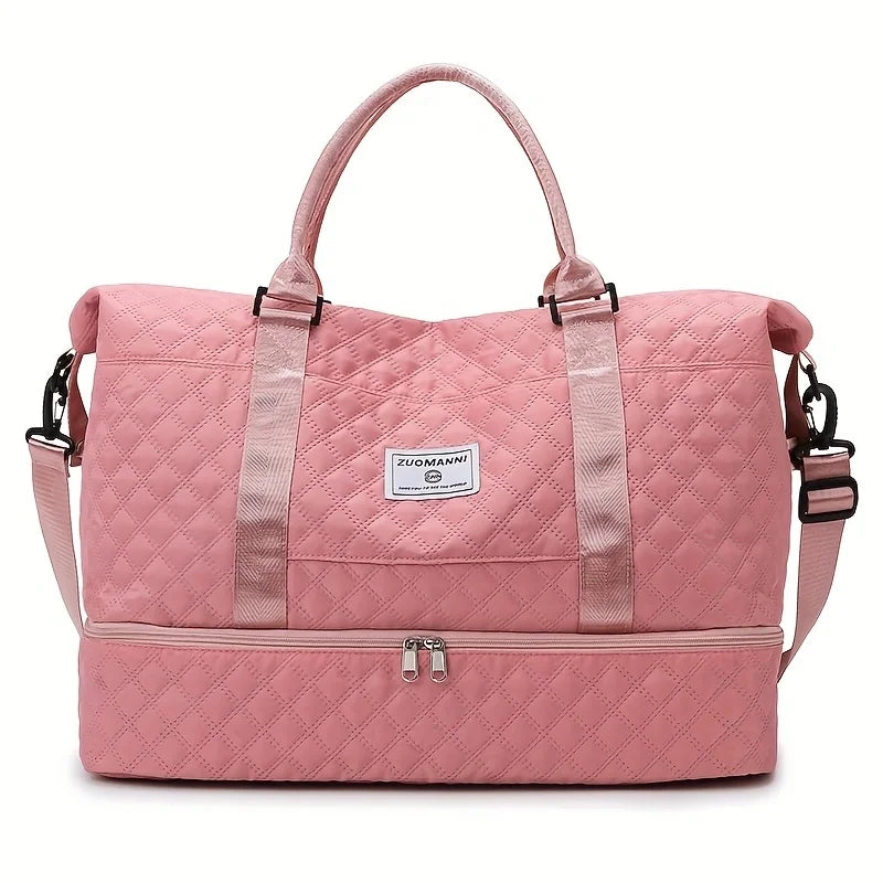 Large Quilted Travel Duffel Bag Women's Gym Weekender