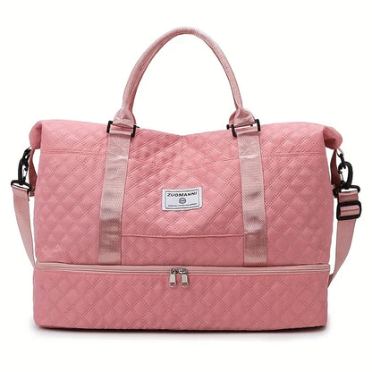 Large Quilted Travel Duffel Bag Women's Gym Weekender