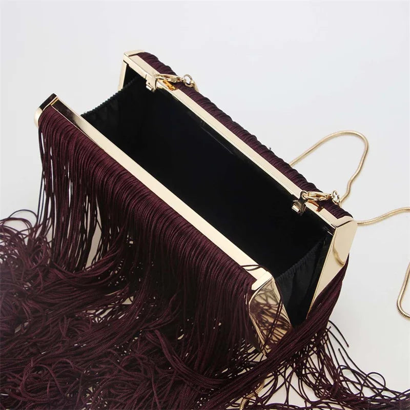 Long Tassel Evening Clutch Bag – Women's Luxury Wedding Party Purse
