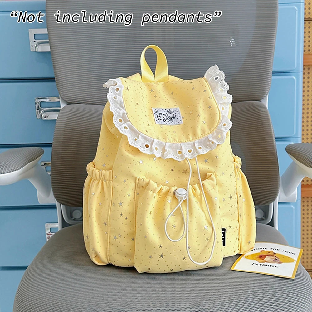 Cute Lace Drawstring Backpack for Women – Lightweight Niche Style