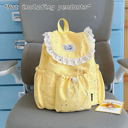 Cute Lace Drawstring Backpack for Women – Lightweight Niche Style