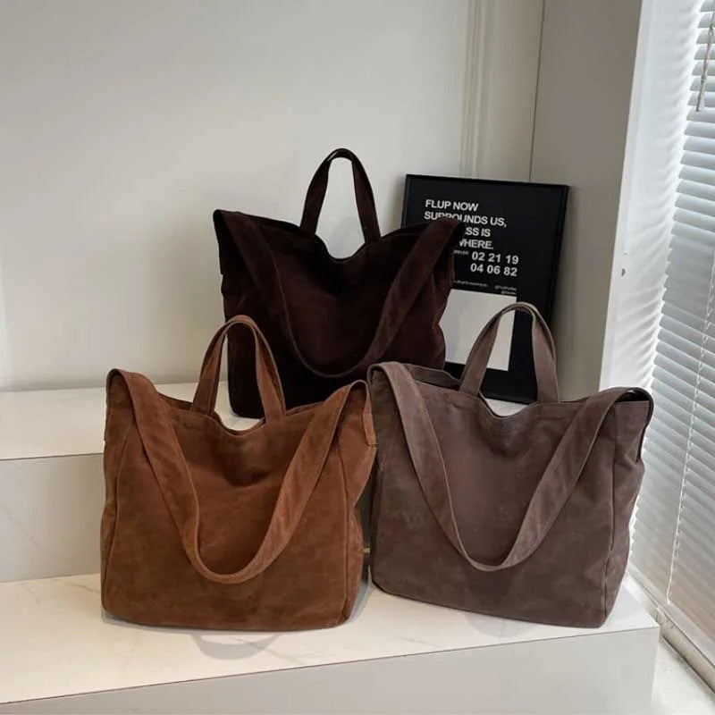Large Velvet Tote Bag for Women – Retro Shoulder & Underarm Bag