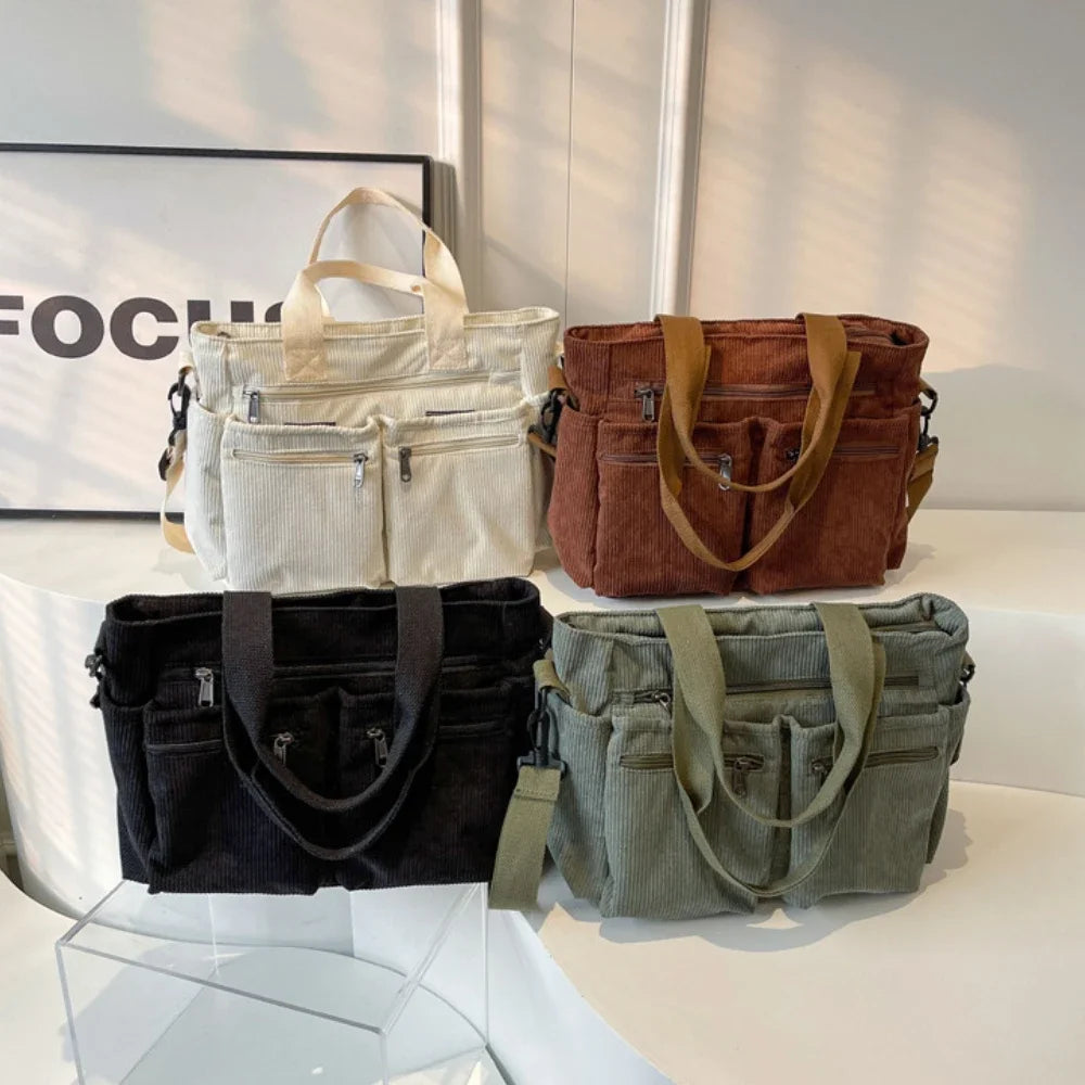 Large Capacity Corduroy Tote Bag – Women's Shoulder & Crossbody