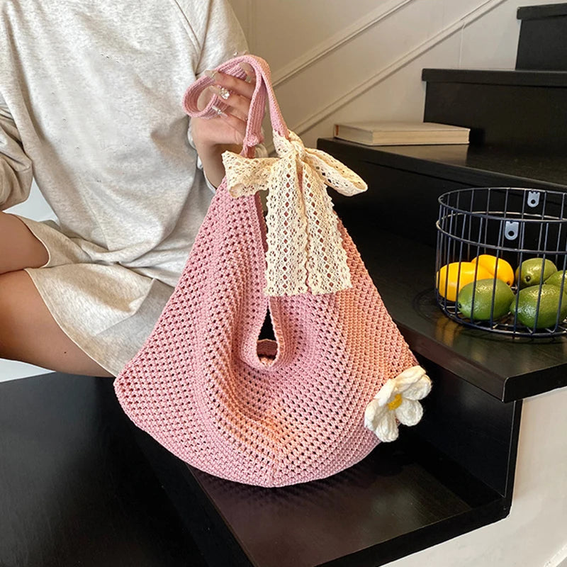 Crochet Tote Bag for Women – Large Knit Shoulder Bag
