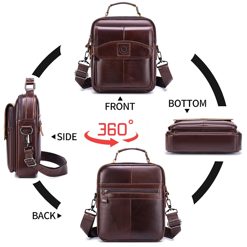 Men's Leather Business Crossbody Bag – Large Capacity Shoulder Bag
