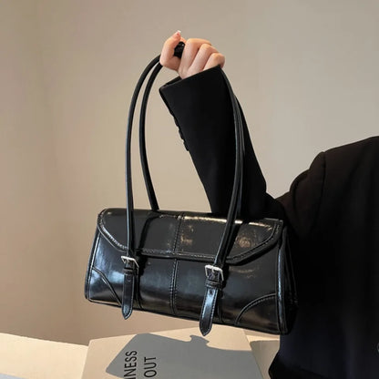 Oil Wax Leather Shoulder Bag – Women's Elegant Underarm Purse
