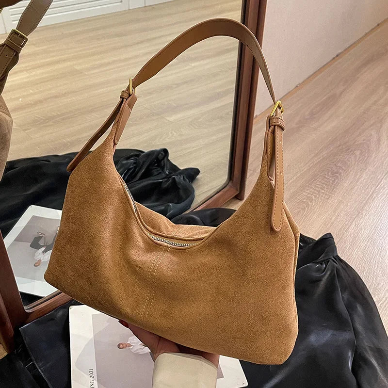 Suede Shoulder Bag for Women – Luxury Velvet Crossbody Clutch Purse