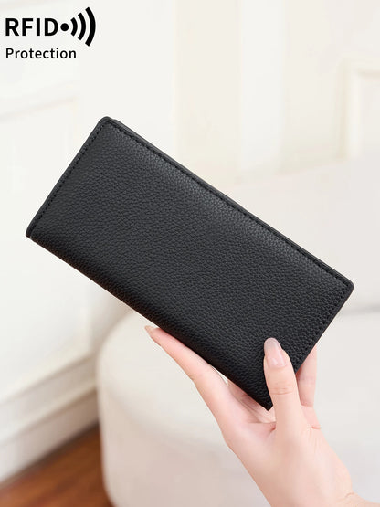 RFID Blocking Slim Bifold Wallet for Women with Zipper Coin Pocket