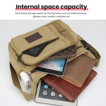 Canvas Crossbody Bag – Multi-Pocket Shoulder Bag for Men & Women