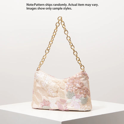 Floral Sequin Embroidery Shoulder Bag – Gala & Prom