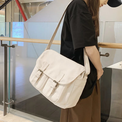 Canvas Flap Messenger Bag – Multi-Pocket Crossbody