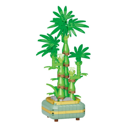 Micro Bonsai Building Blocks – Potted Plum Blossom & Succulent Plant Model