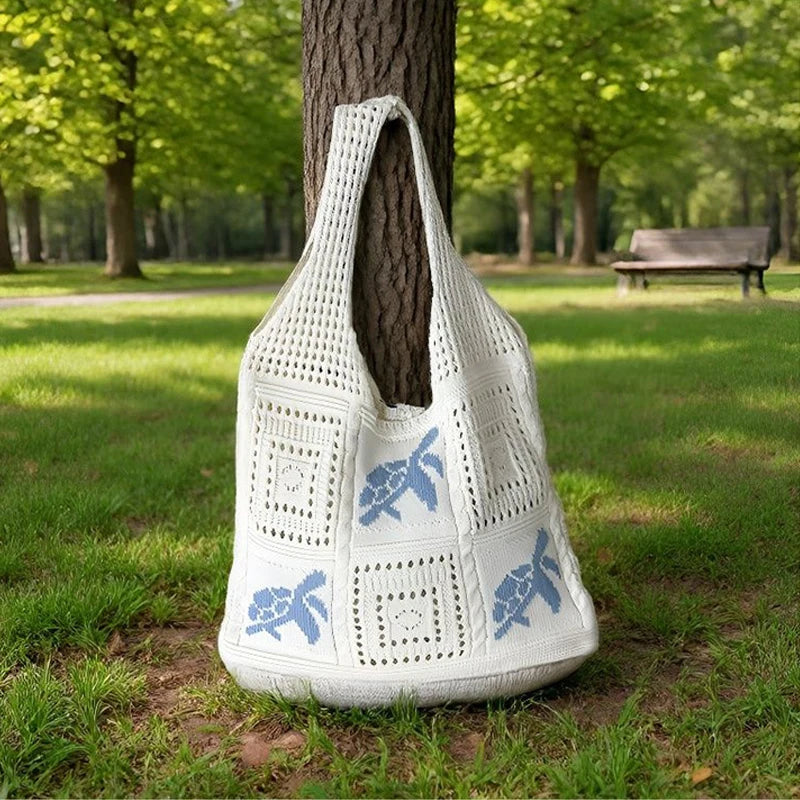 Knit Star Crochet Shoulder Bag – Hollow Beach Tote