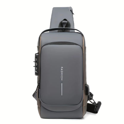 Anti-Theft Sling Bag for Men – USB Charging & Lock