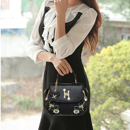 Embroidered Floral Crossbody Handbag for Women – PU Leather Shoulder Bag