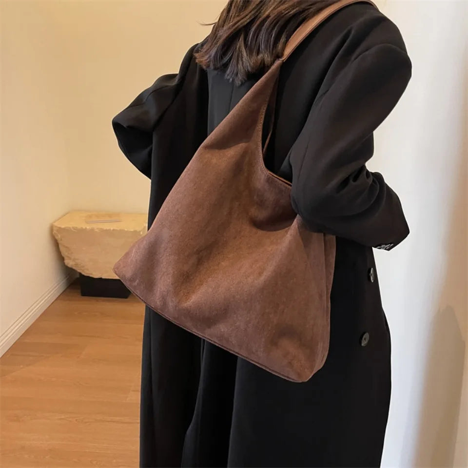 Soft Suede Hobo Shoulder Bag for Women – Large Luxury Handbag