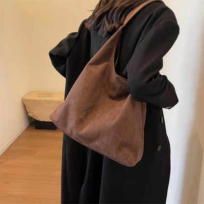 Soft Suede Hobo Shoulder Bag for Women – Large Luxury Handbag