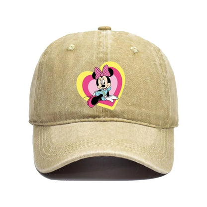 Cartoon Print Washed Baseball Cap – Unisex Vintage Snapback Hat