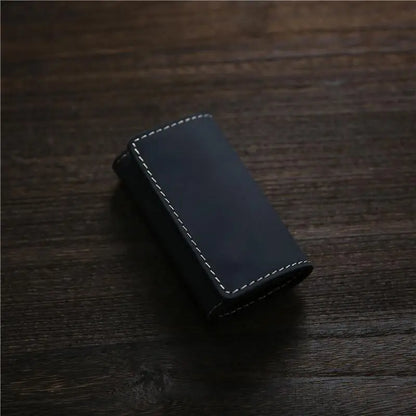 Leather Key Holder Card Case – Handmade Vintage Men's Keychain Wallet