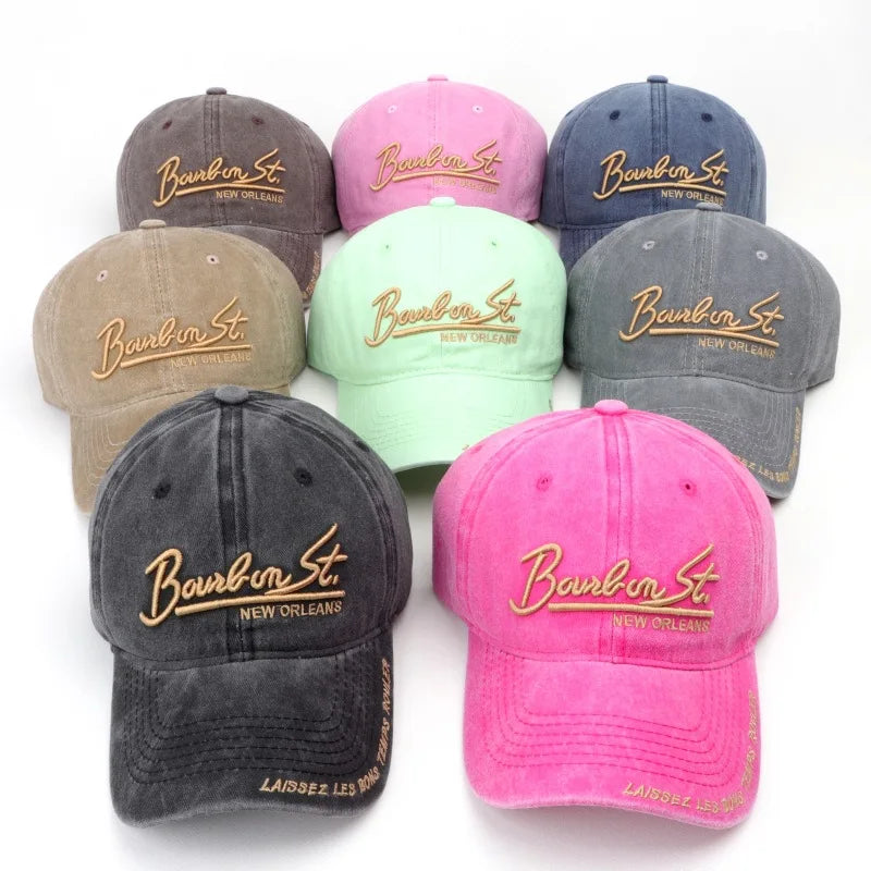 Washed Cotton Embroidered Baseball Cap – Unisex Casual Dad Hat