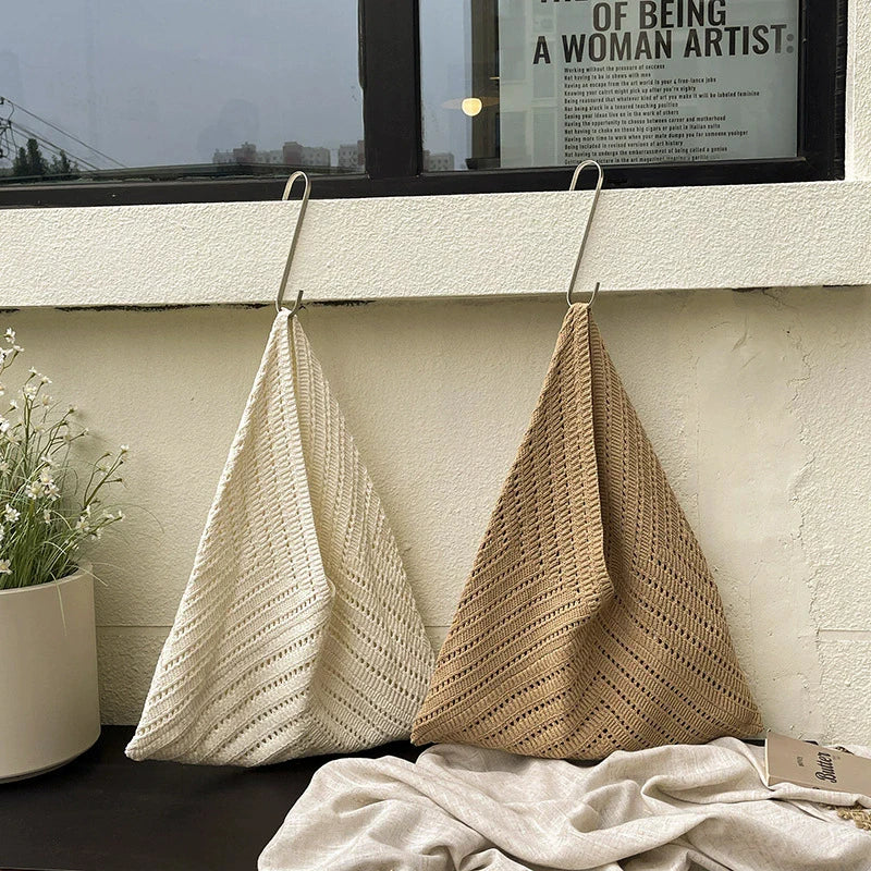 Crochet Beach Tote Bag for Women – Large Triangle Knit Bag