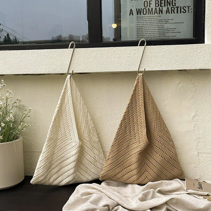 Crochet Beach Tote Bag for Women – Large Triangle Knit Bag