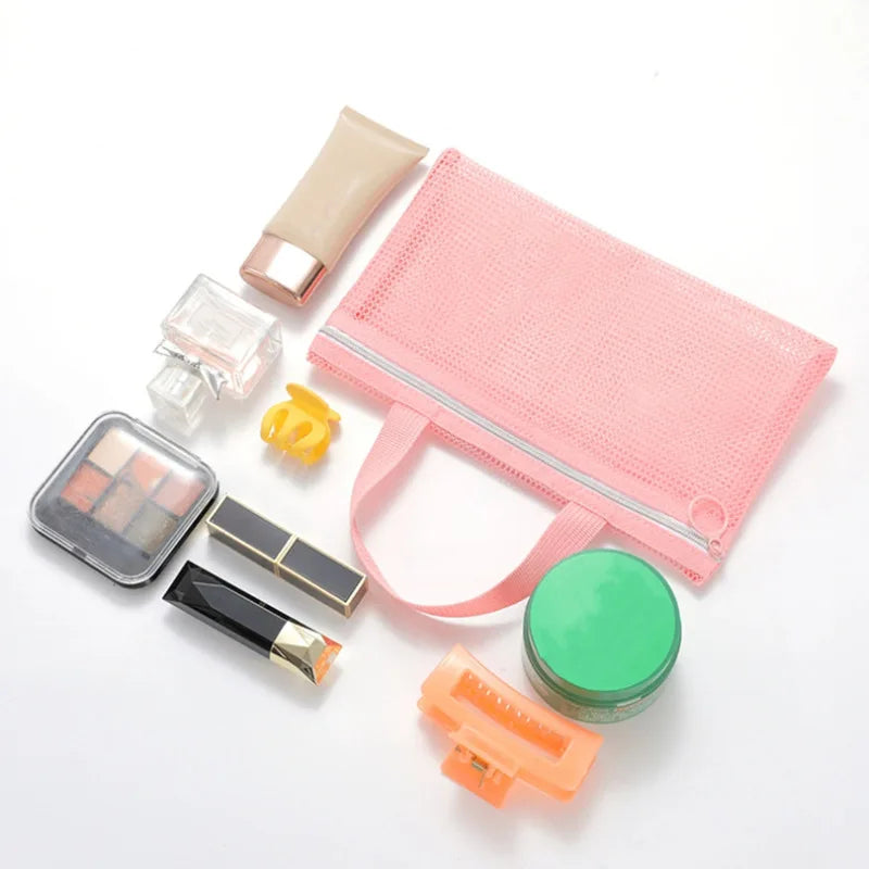 Mesh Travel Toiletry Bag – Multi-Pocket Portable Makeup & Bath Organizer