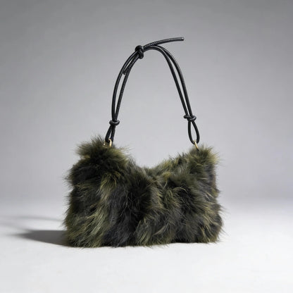 Real Fox Fur Woman Ladies Crossbody Bags Designer Luxury Handbags Women Handbag Shoulder Bag Fuzzy