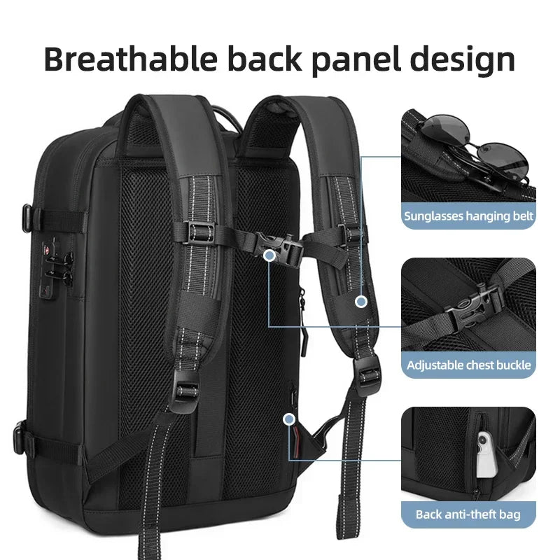 Vacuum Compression Travel Backpack – 17" Laptop, Large Capacity