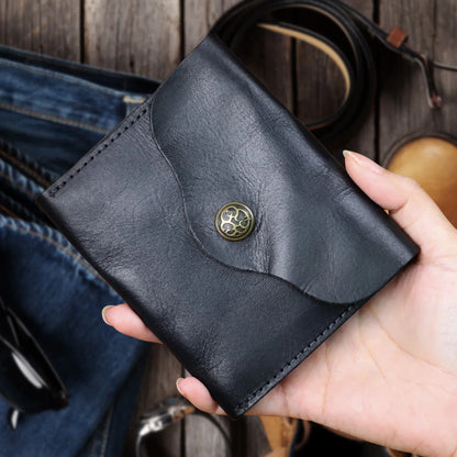 Slim Minimalist Leather Wallet – Handmade Card & Coin Holder for Men & Women