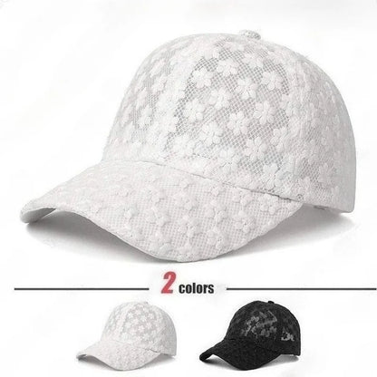Summer Women S Lightweight Office Lady Lace Baseball Cap Embroidered Flowers Mesh Ventilation Sun